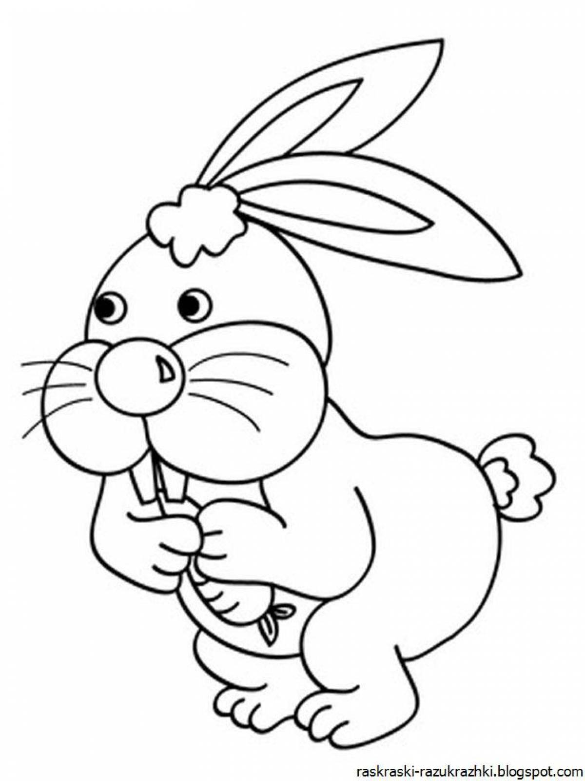 Coloring rabbit with a floppy disk for children
