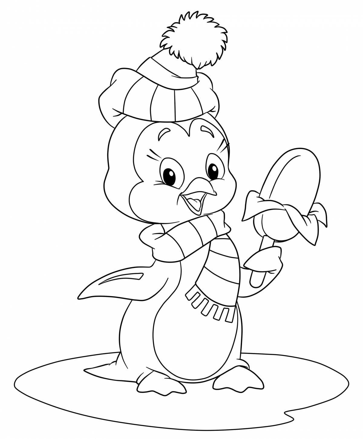 Happy penguin coloring book for kids