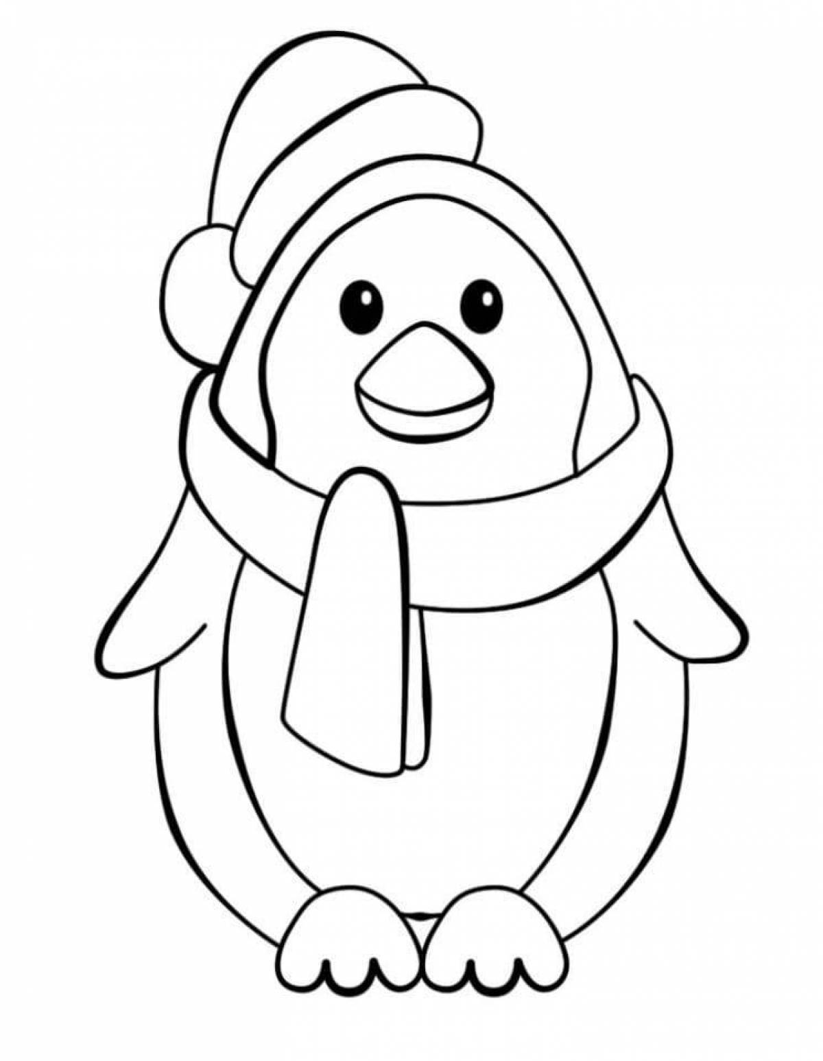 Раскраска очаровательный пингвин для детей