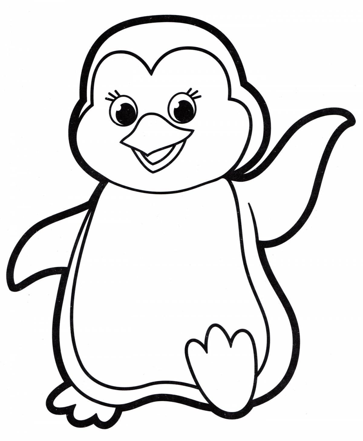 Блестящий пингвин раскраски для детей