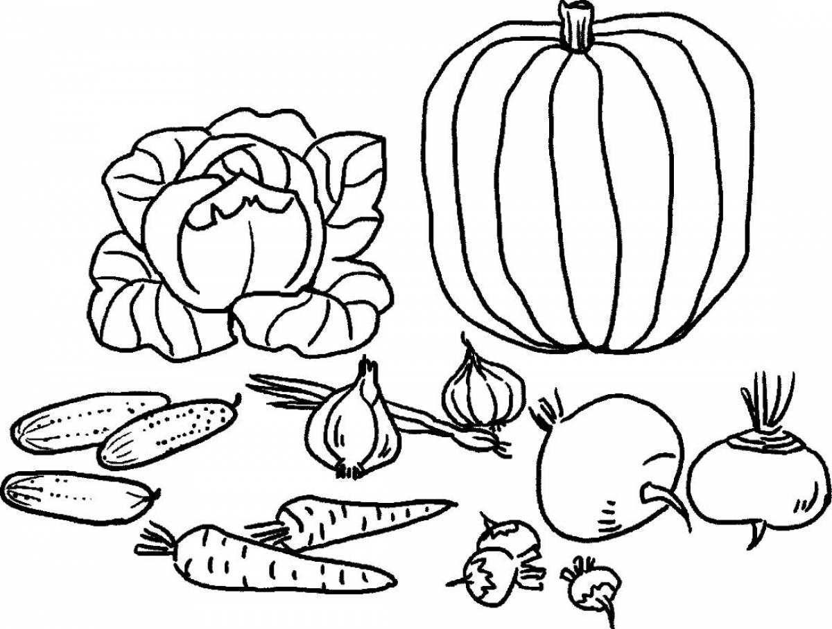 Majestic fruit and vegetable coloring book