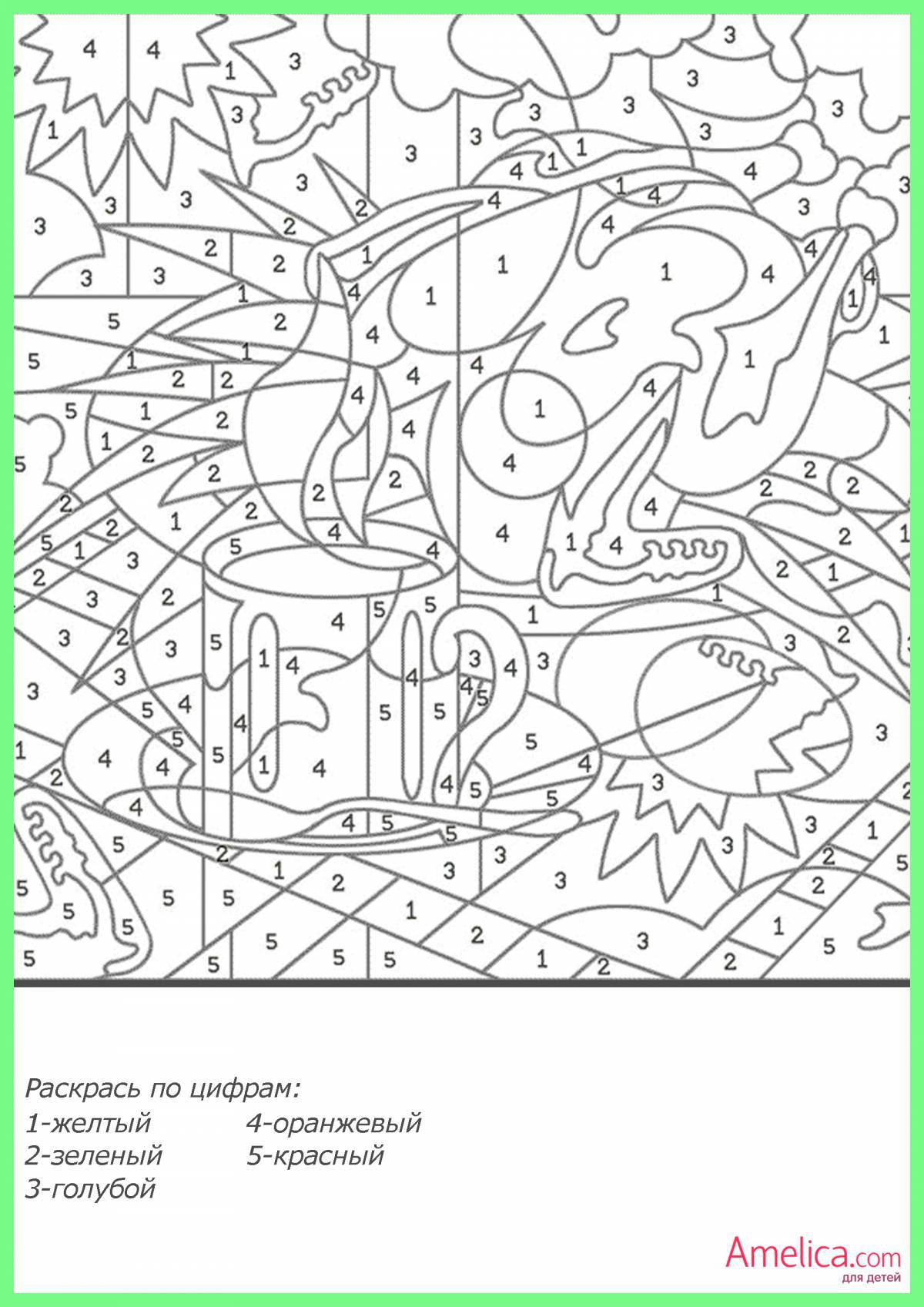 Fun coloring by numbers for children 6-7 years old