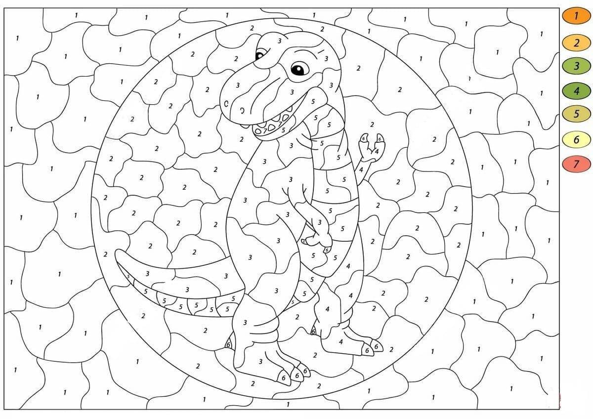 Educational coloring by numbers for children 6-7 years old