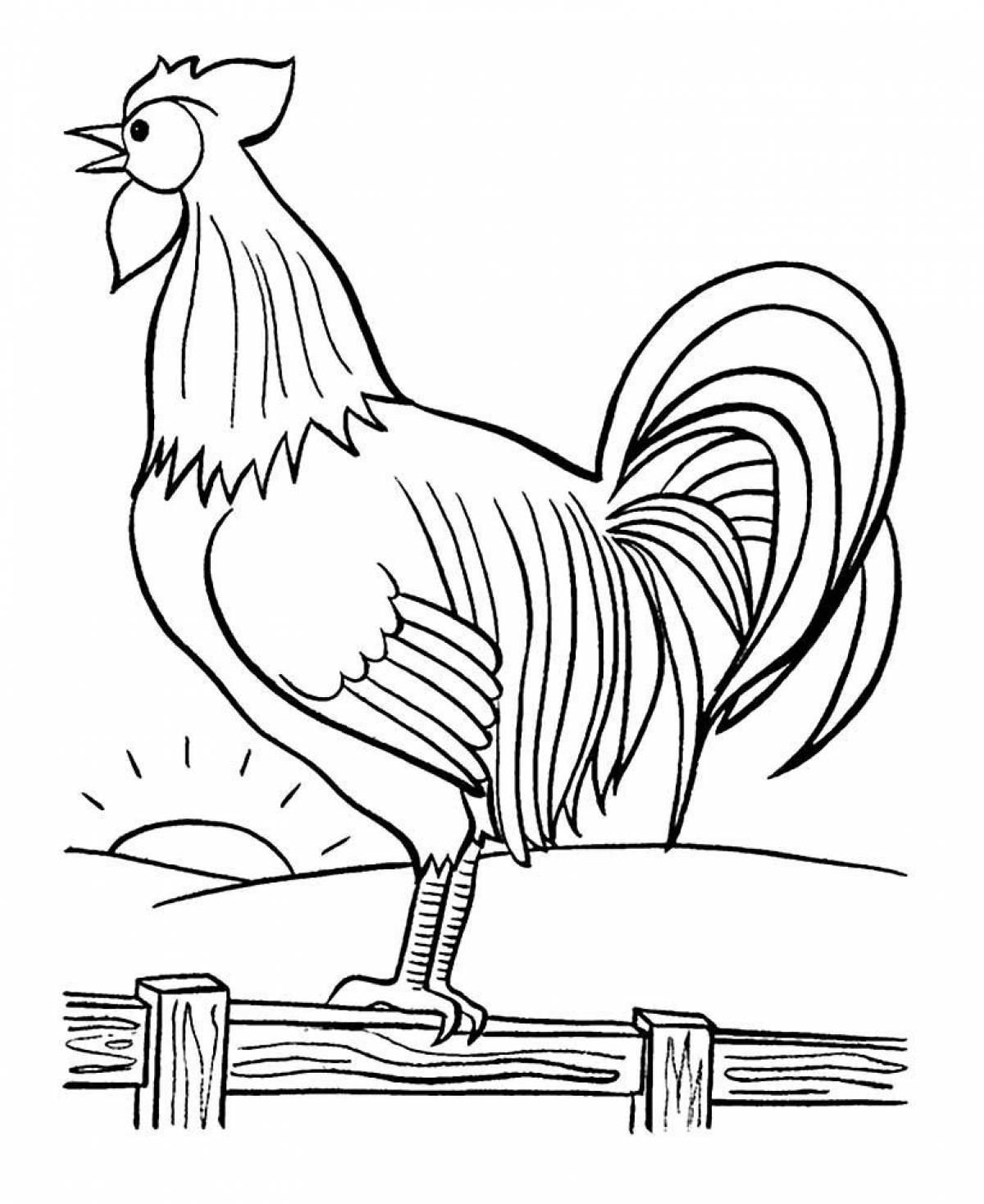 Colouring bright rooster