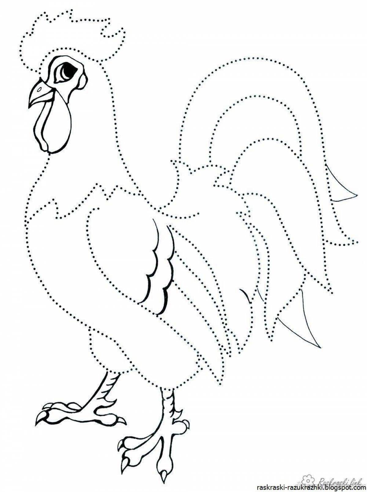 Coloring page playful rooster