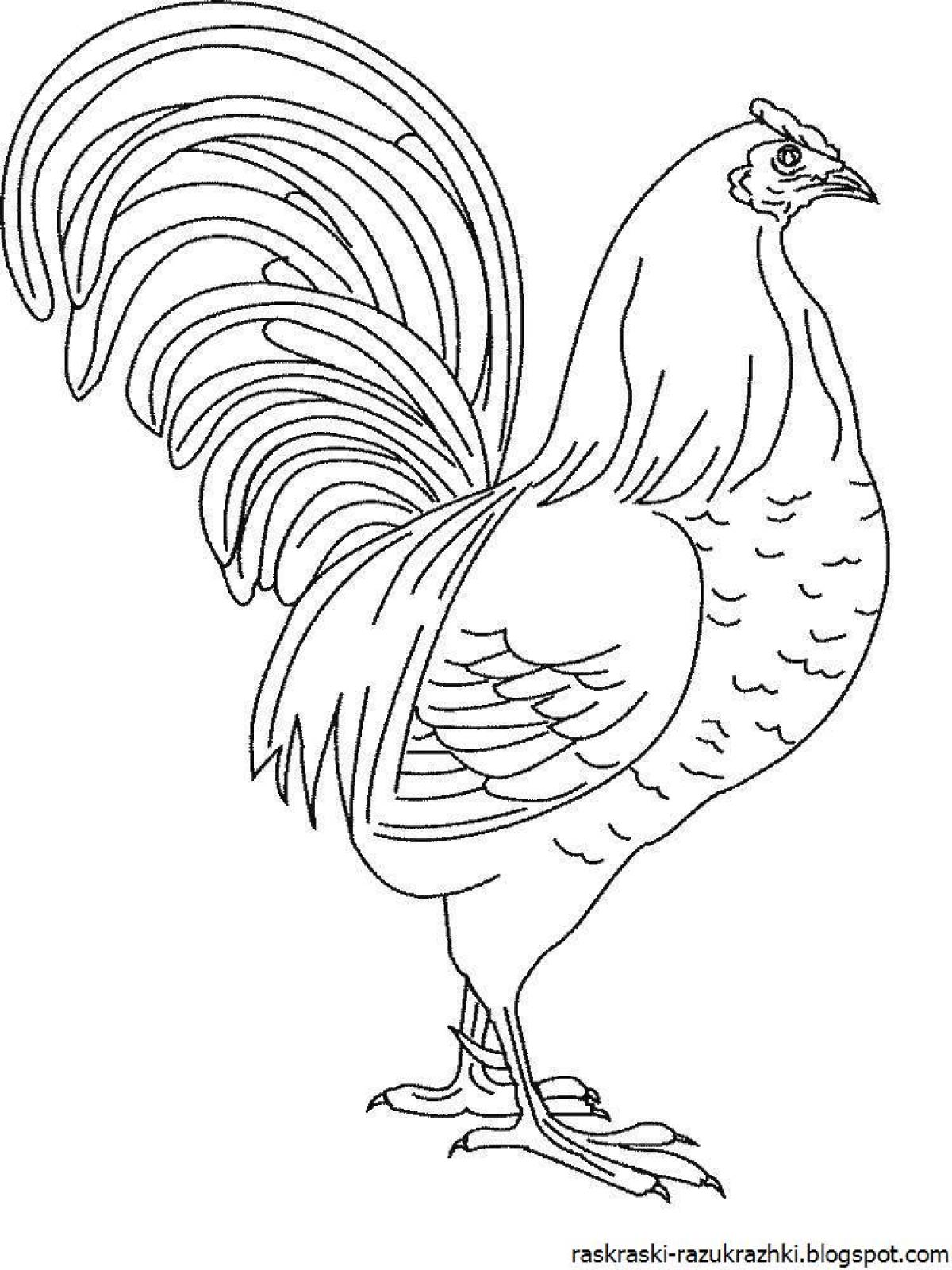 Adorable rooster coloring page