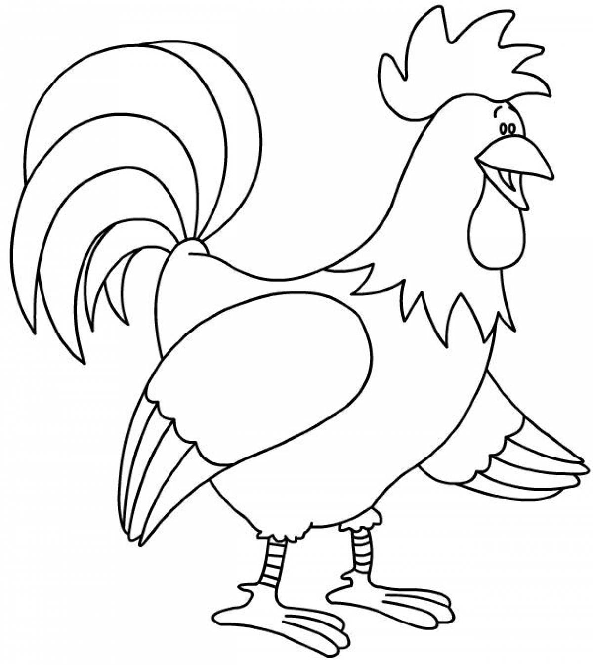 Coloring book funny rooster