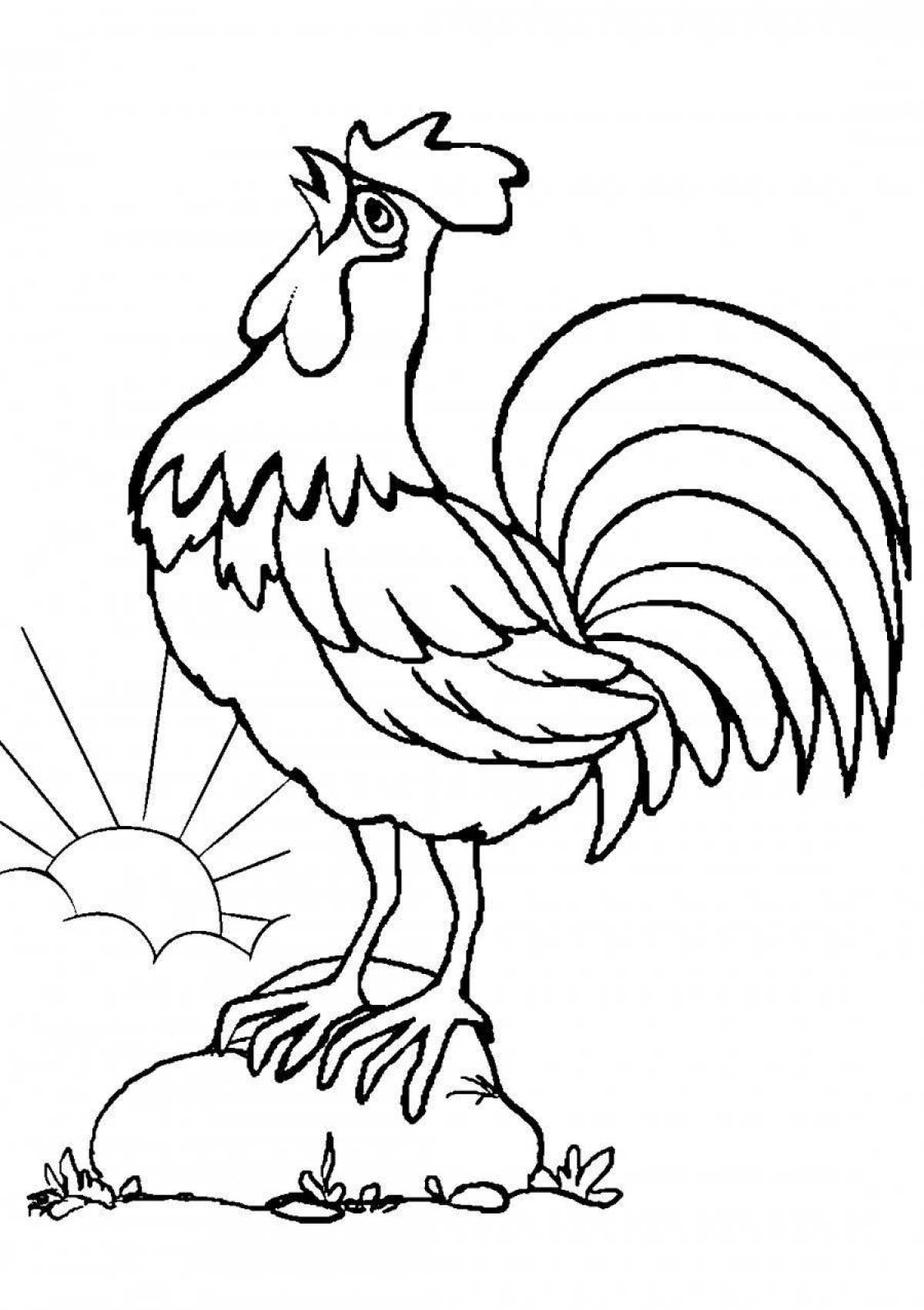 Humorous coloring rooster