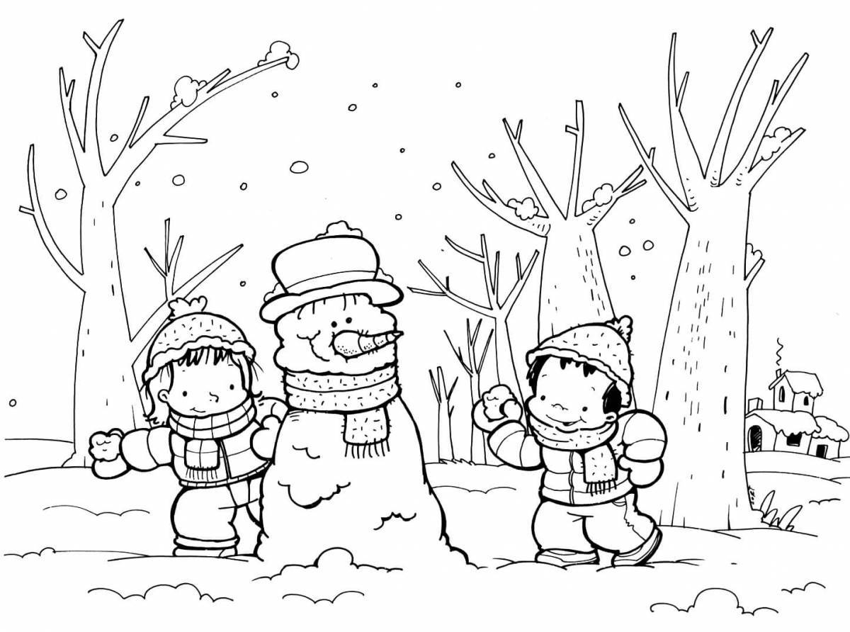 Фото Сверкающая зимняя раскраска для детей