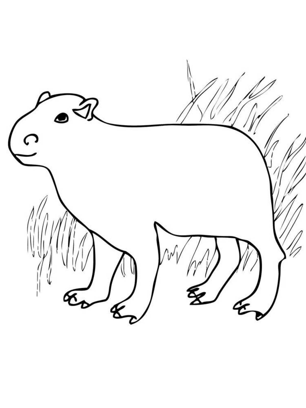 Adorable capybara coloring page