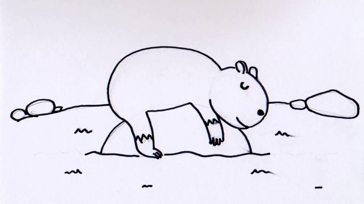Coloring page playful capybara