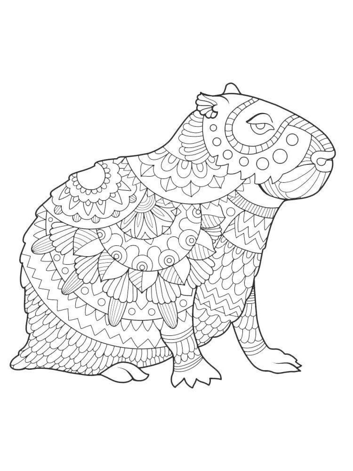 Happy capybara coloring page