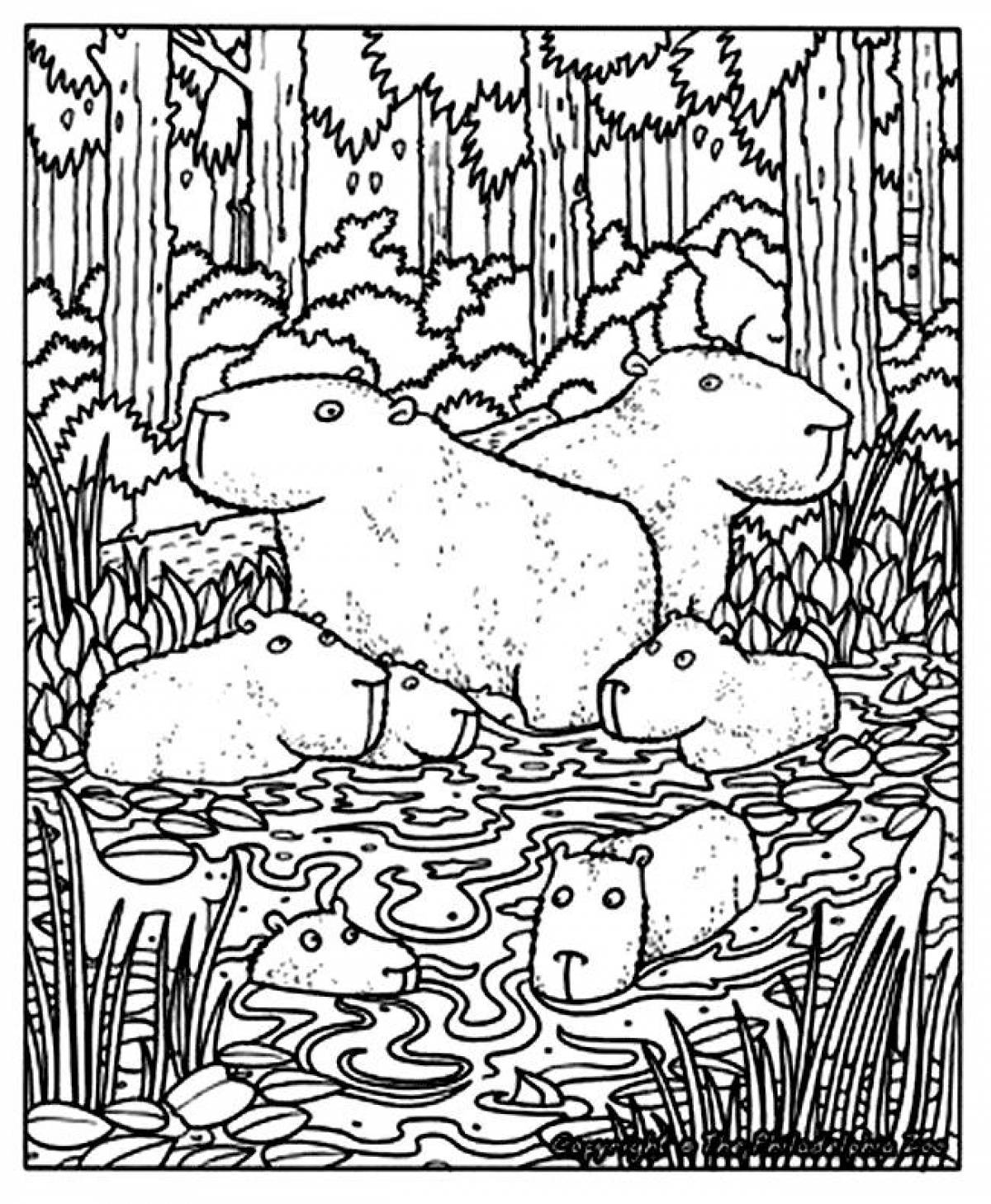 Brilliant capybara coloring book