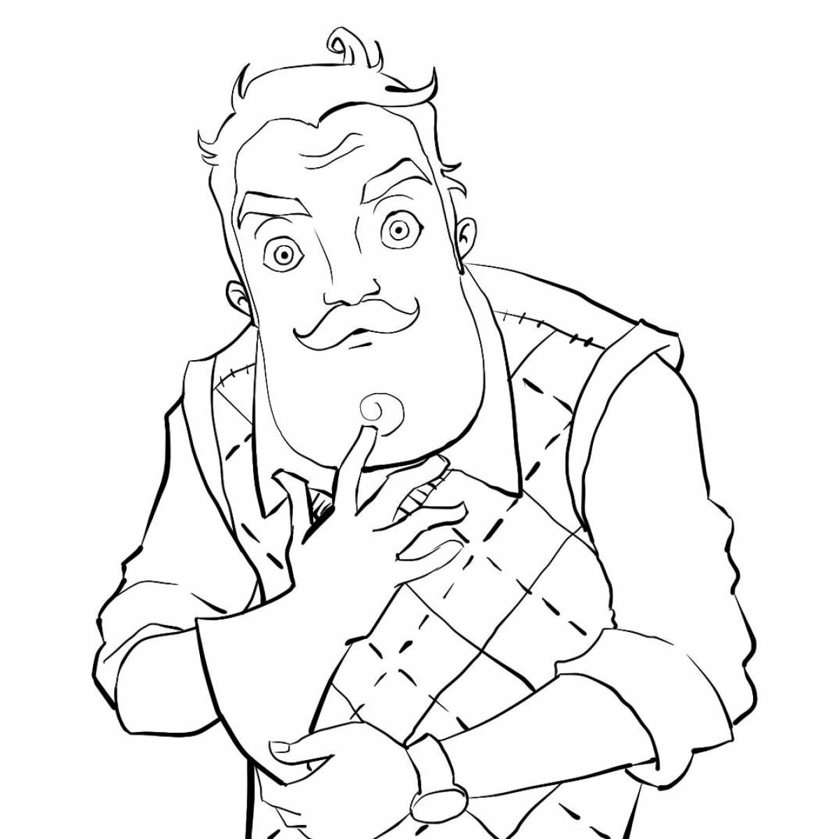 Colorful hello neighbor coloring page