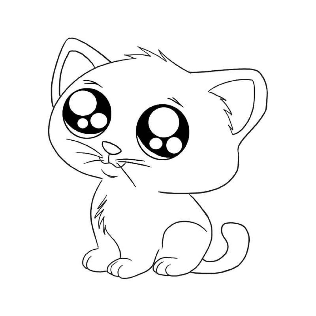 Cunning cute cat coloring page