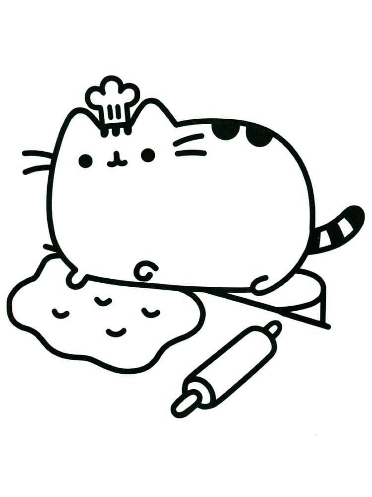 Милая и сладкая кошка раскраска
