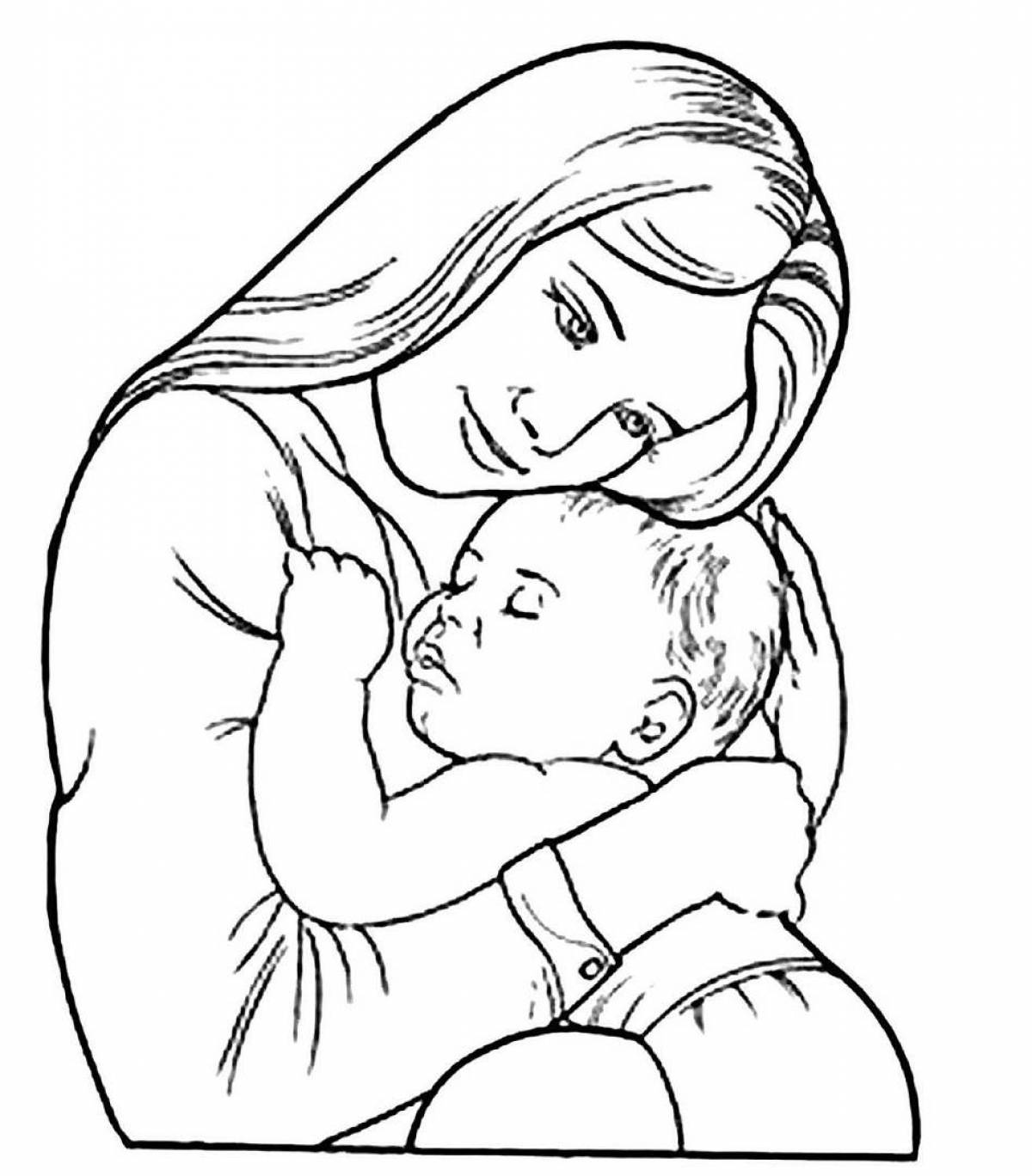 Compassionate mother coloring page