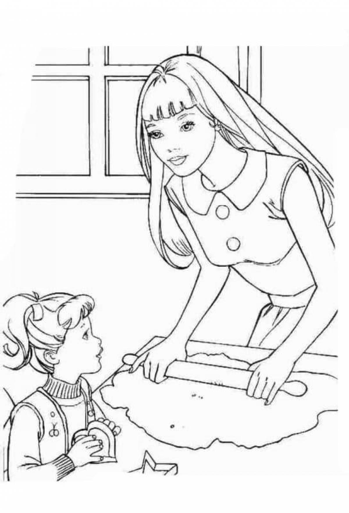 Adorable mother coloring page