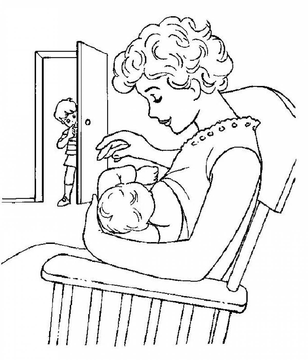 Happy mother coloring page