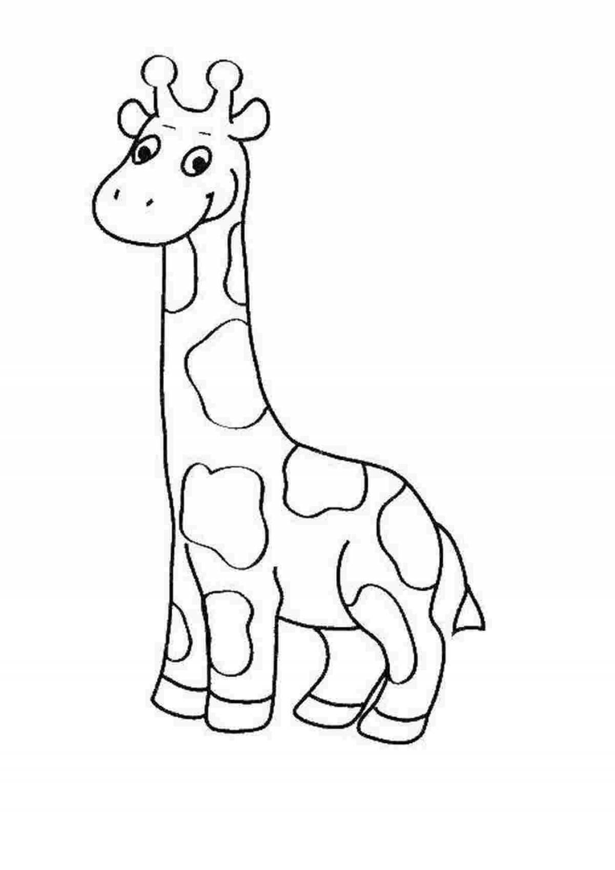 Анимированная страница раскраски жирафа для детей