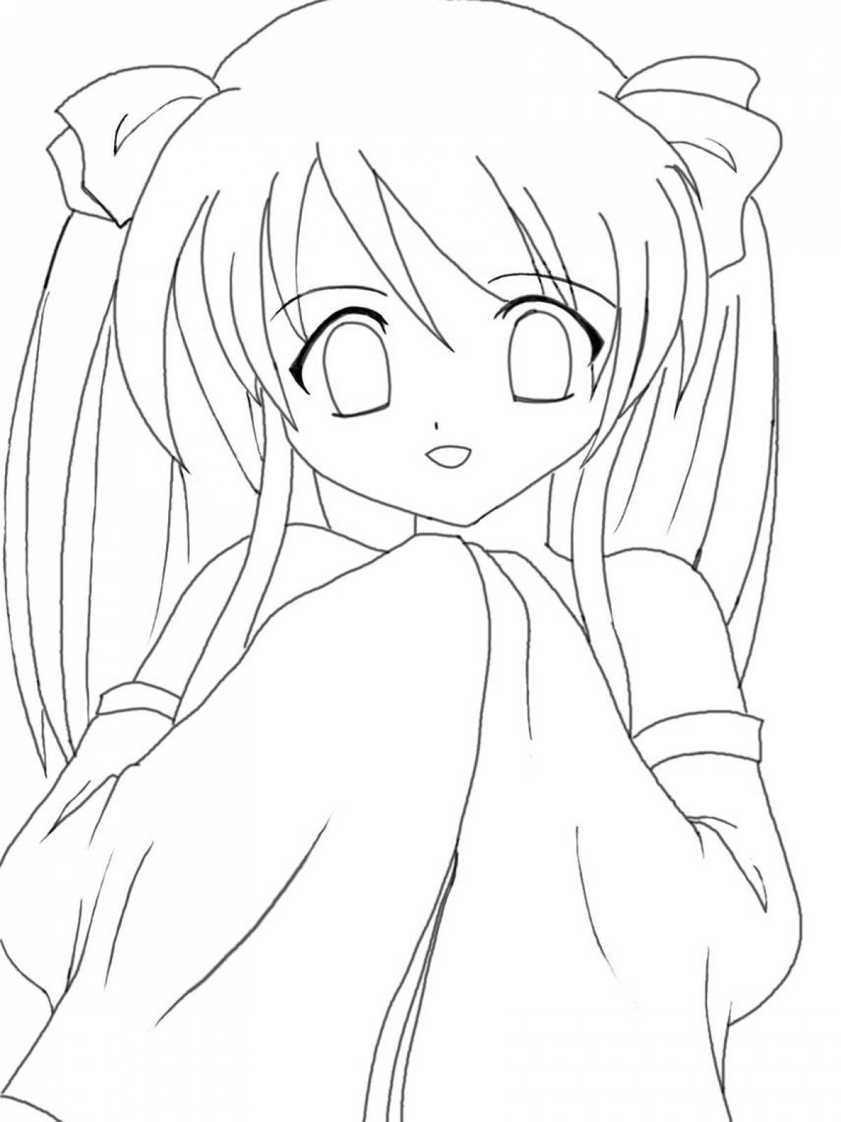 Exciting anime girl coloring book