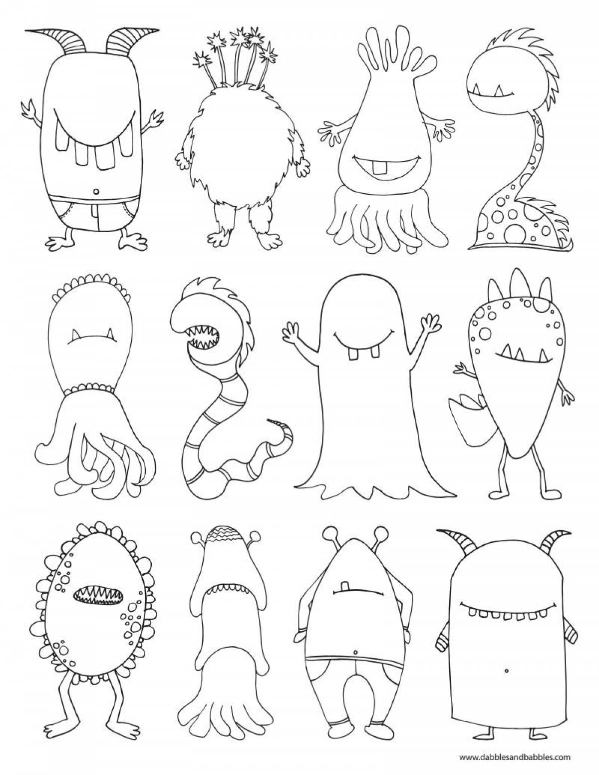 Weird monster coloring pages