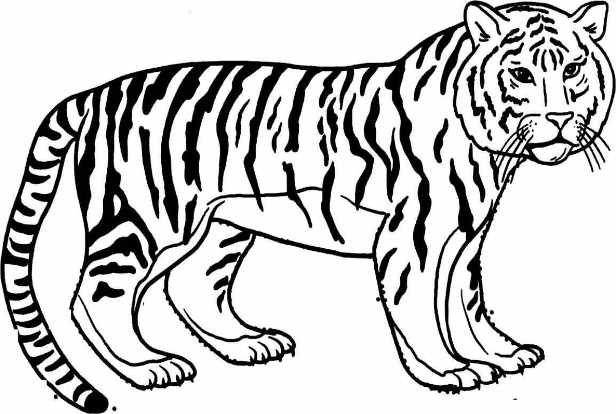 Living tiger coloring page for kids