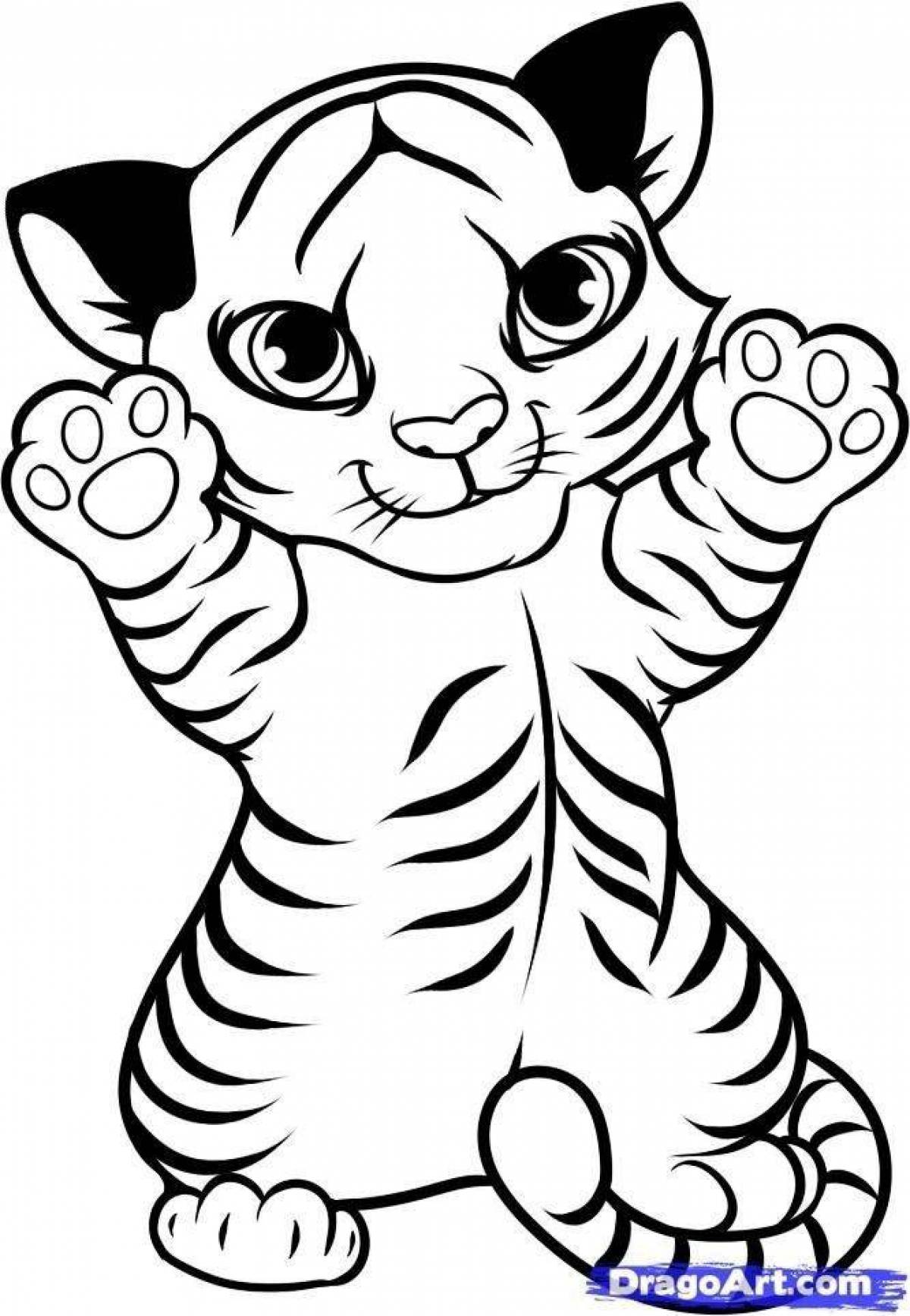 Dynamic tiger coloring page for kids