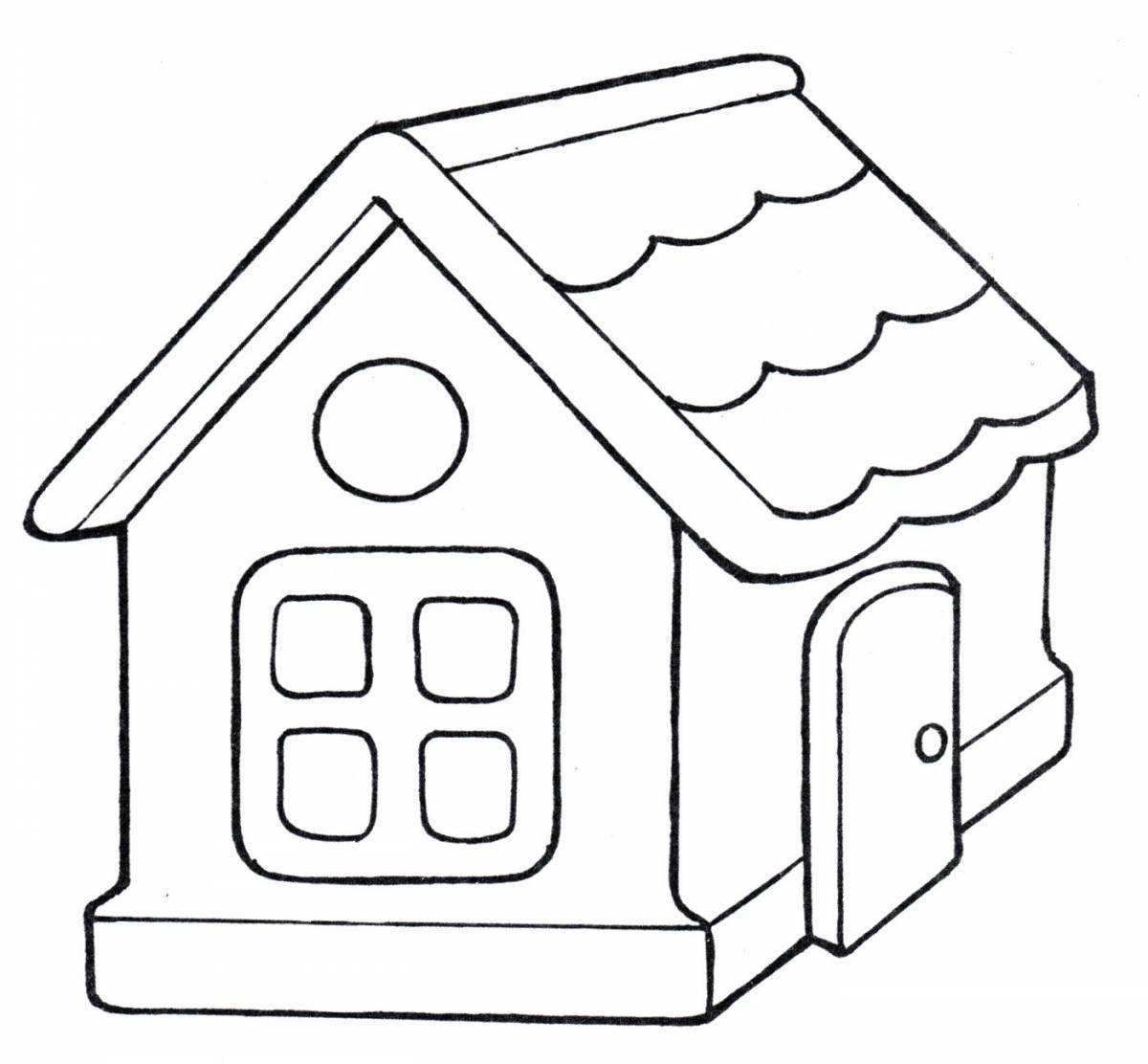 Coloring page joyful house for kids