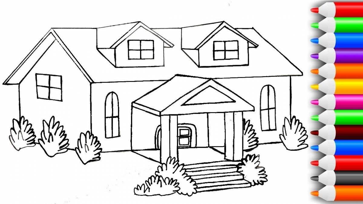 Fun house coloring for kids