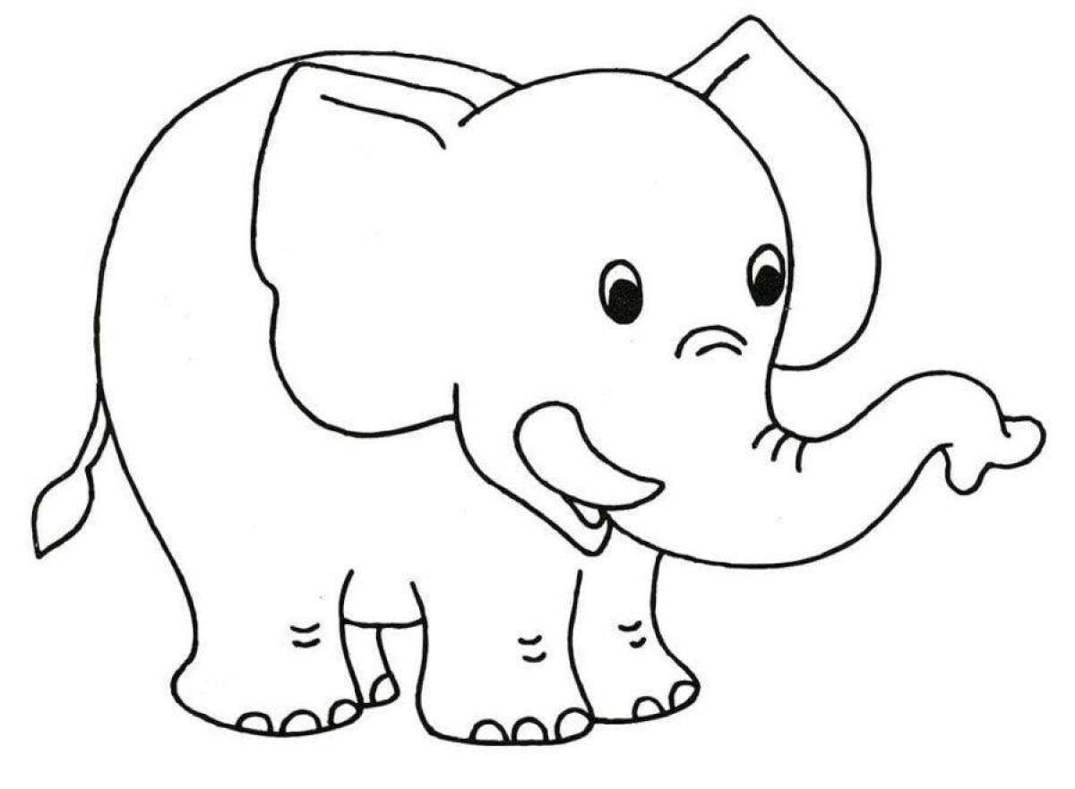 Большая страница раскраски слон