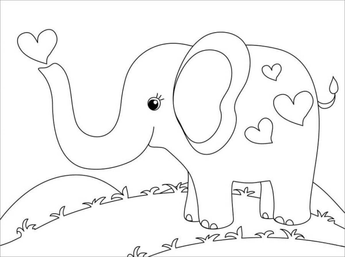 Радостная раскраска слон