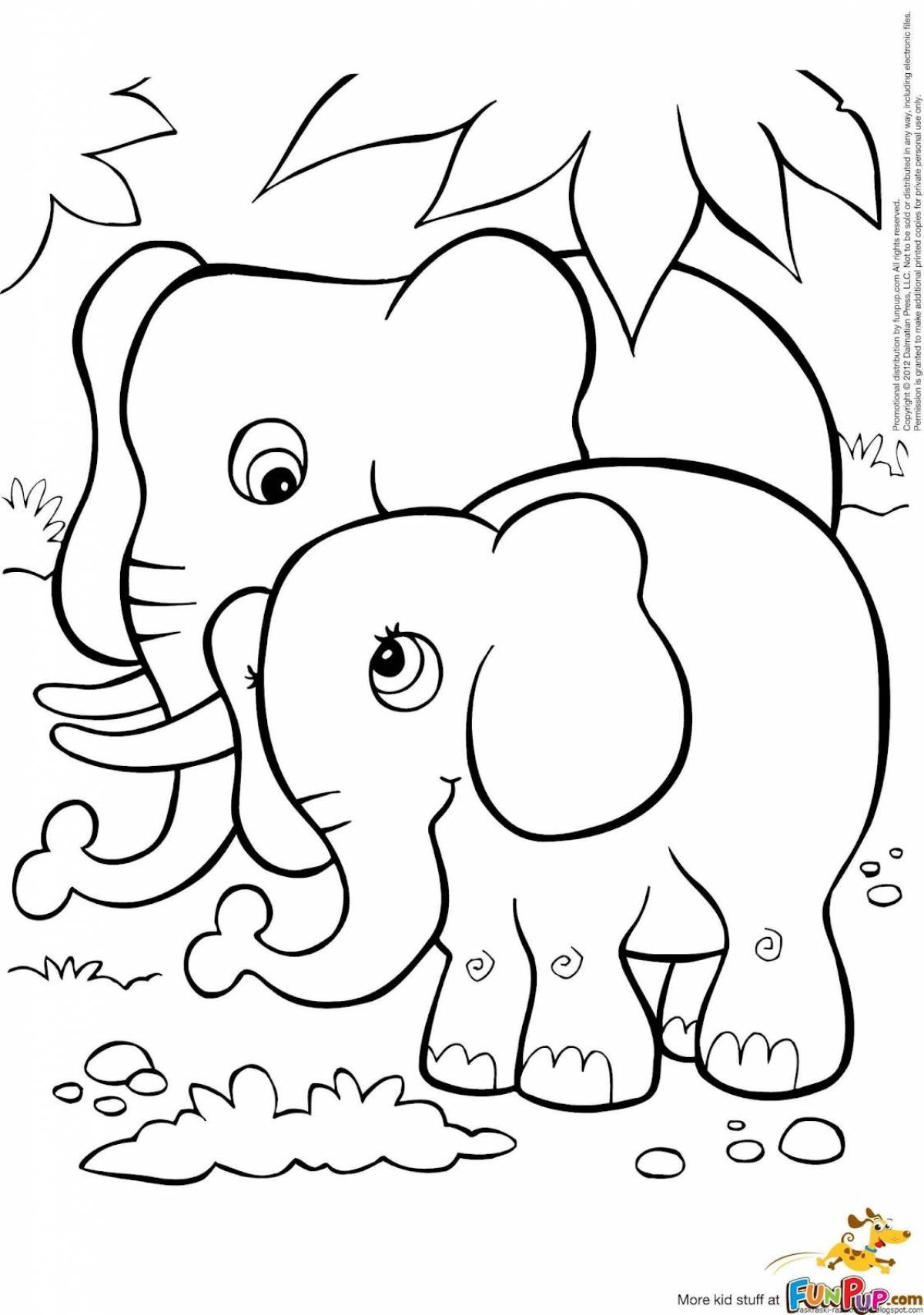 Charming elephant coloring book