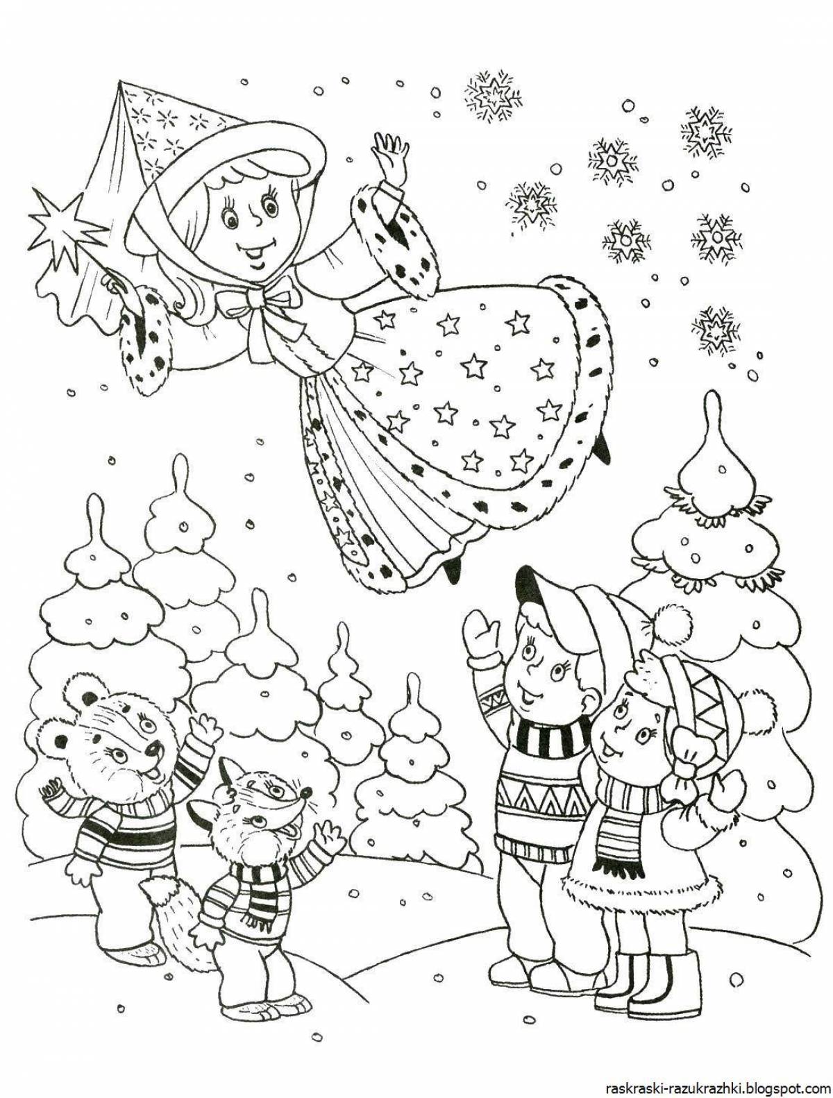 Great winter coloring book for kids 6-7 years old