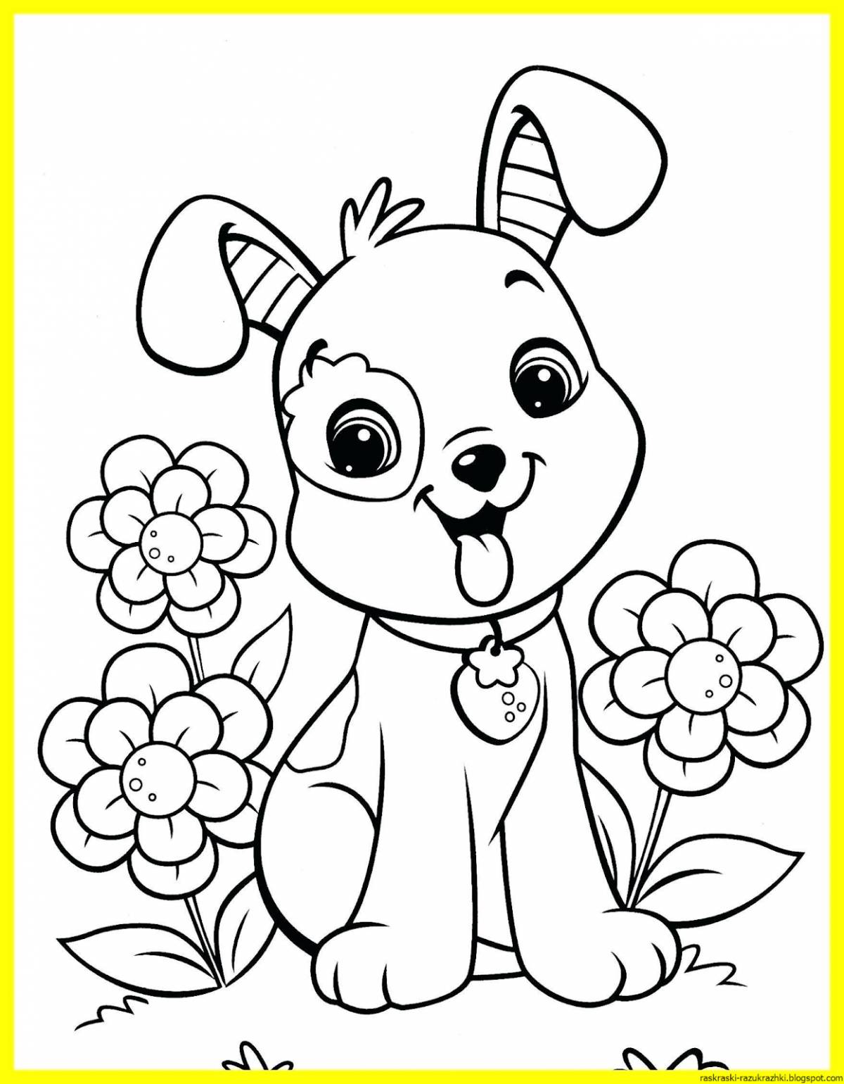 Fantastic dog coloring book for schoolchildren