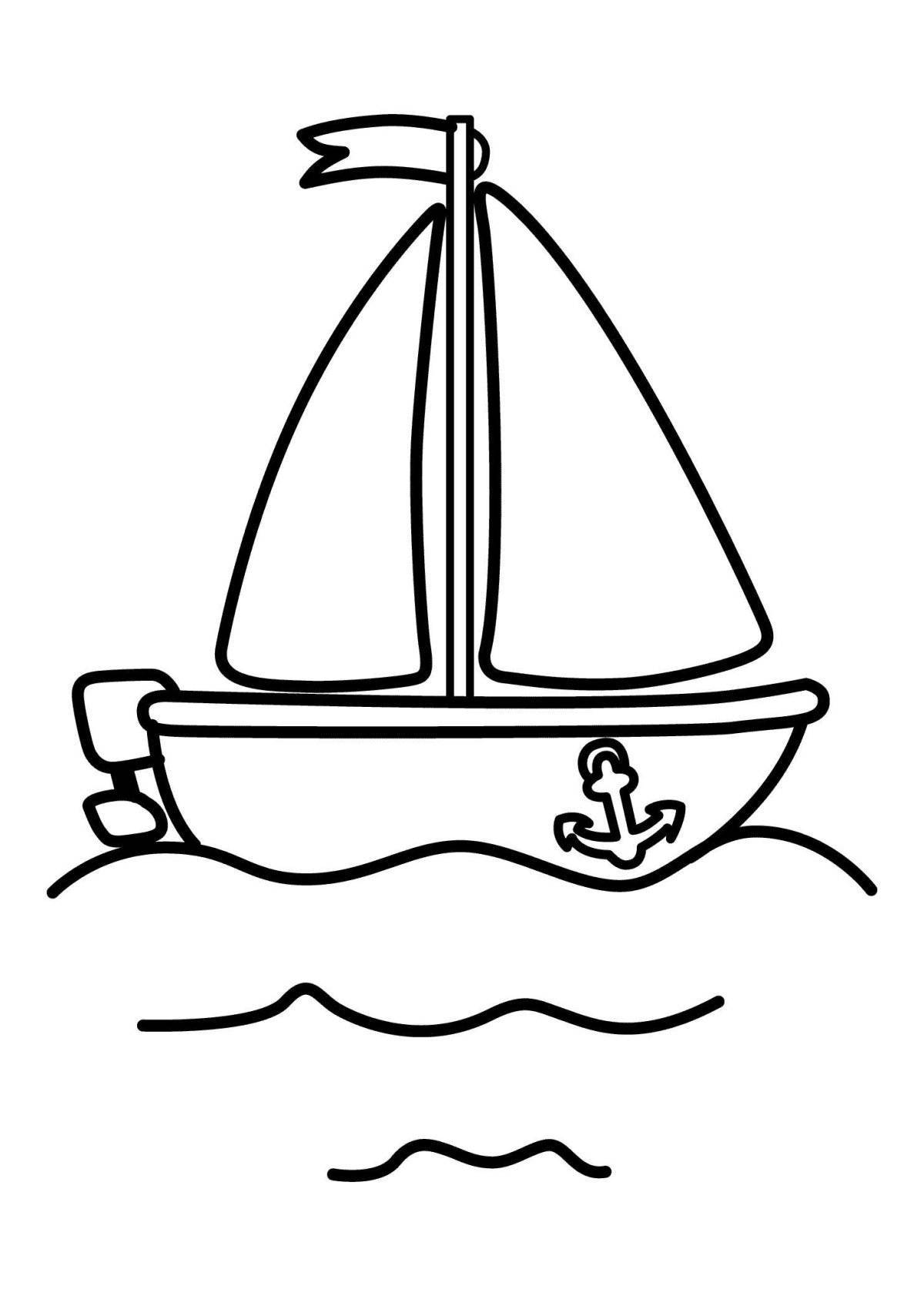 Coloring page joyful boat