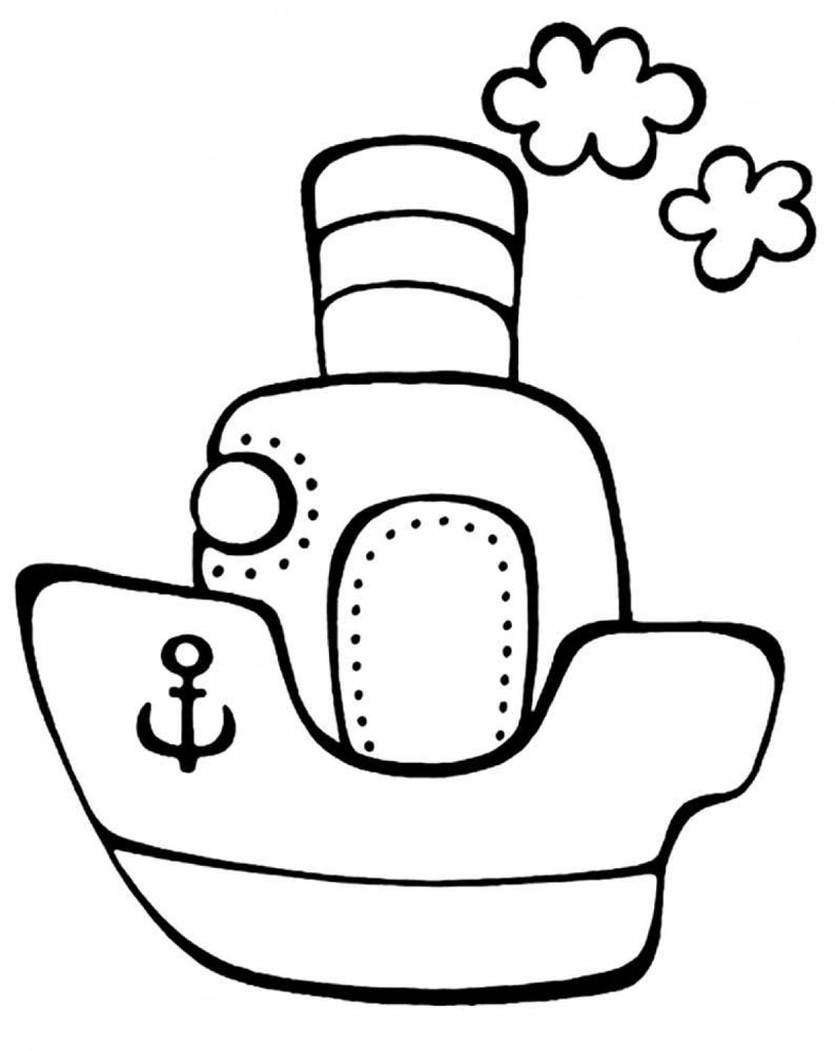 Playful boat coloring page