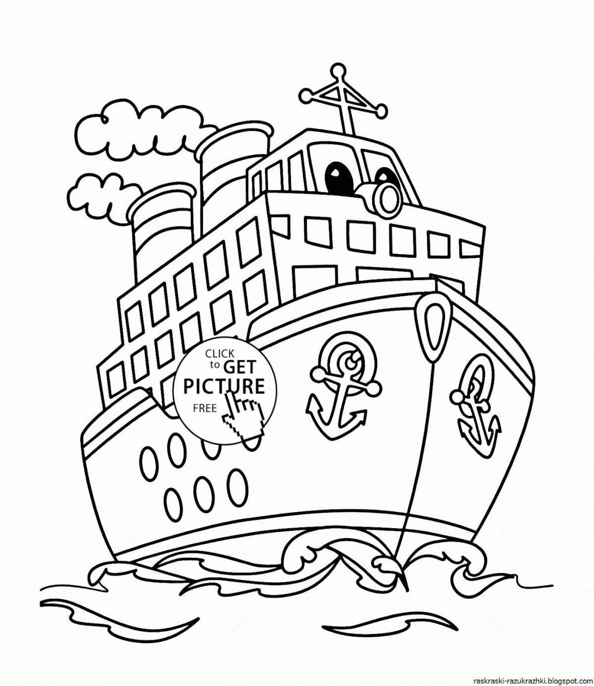 Exotic boat coloring page