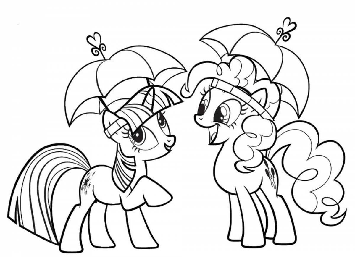 Happy pony coloring for kids