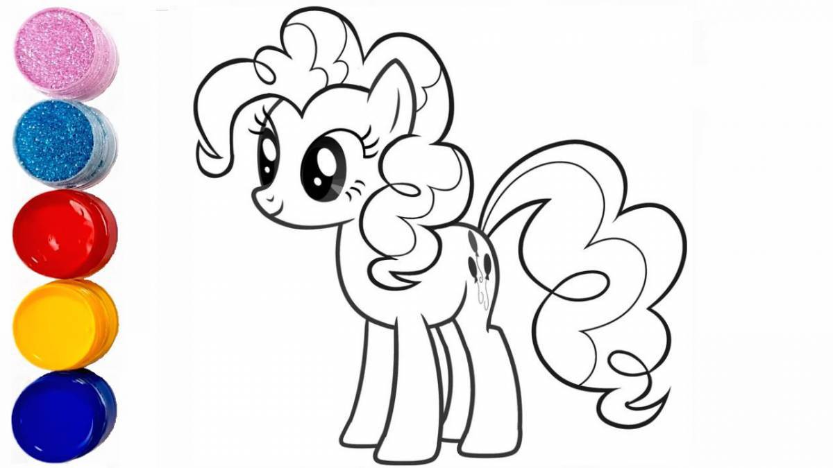 Coloring page happy pony for kids