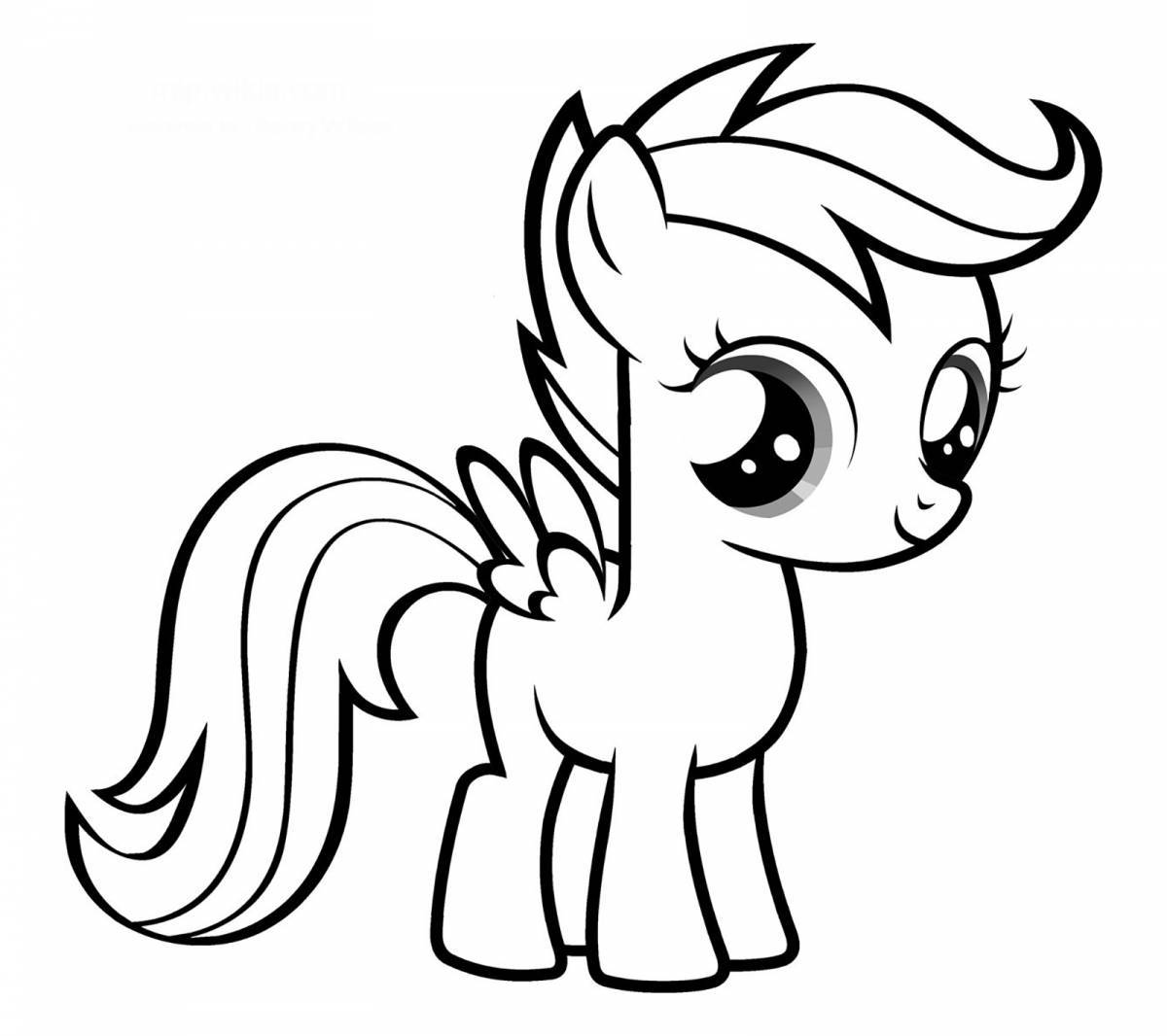 Radiant pony coloring page for kids