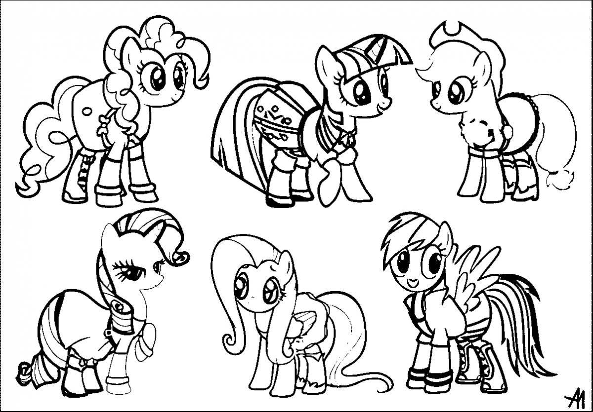 Sparkly pony coloring for kids