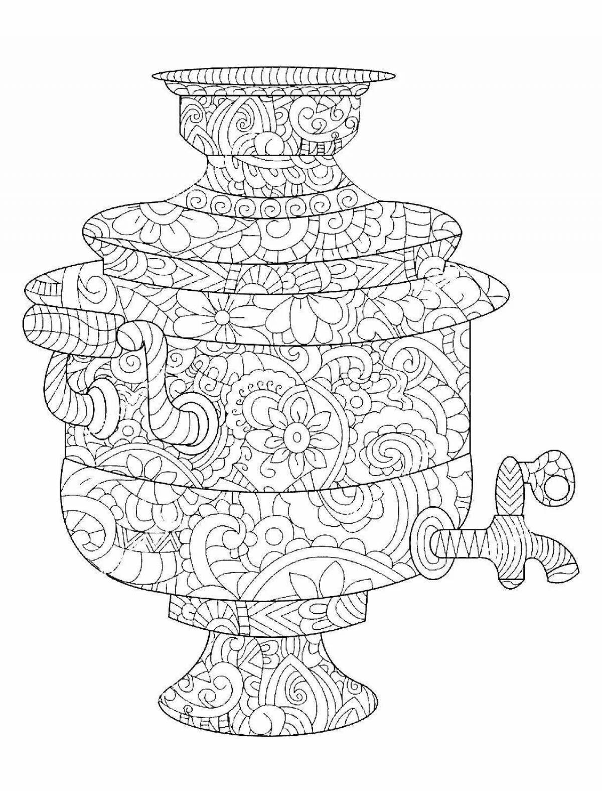 Самовар картинка для раскрашивания