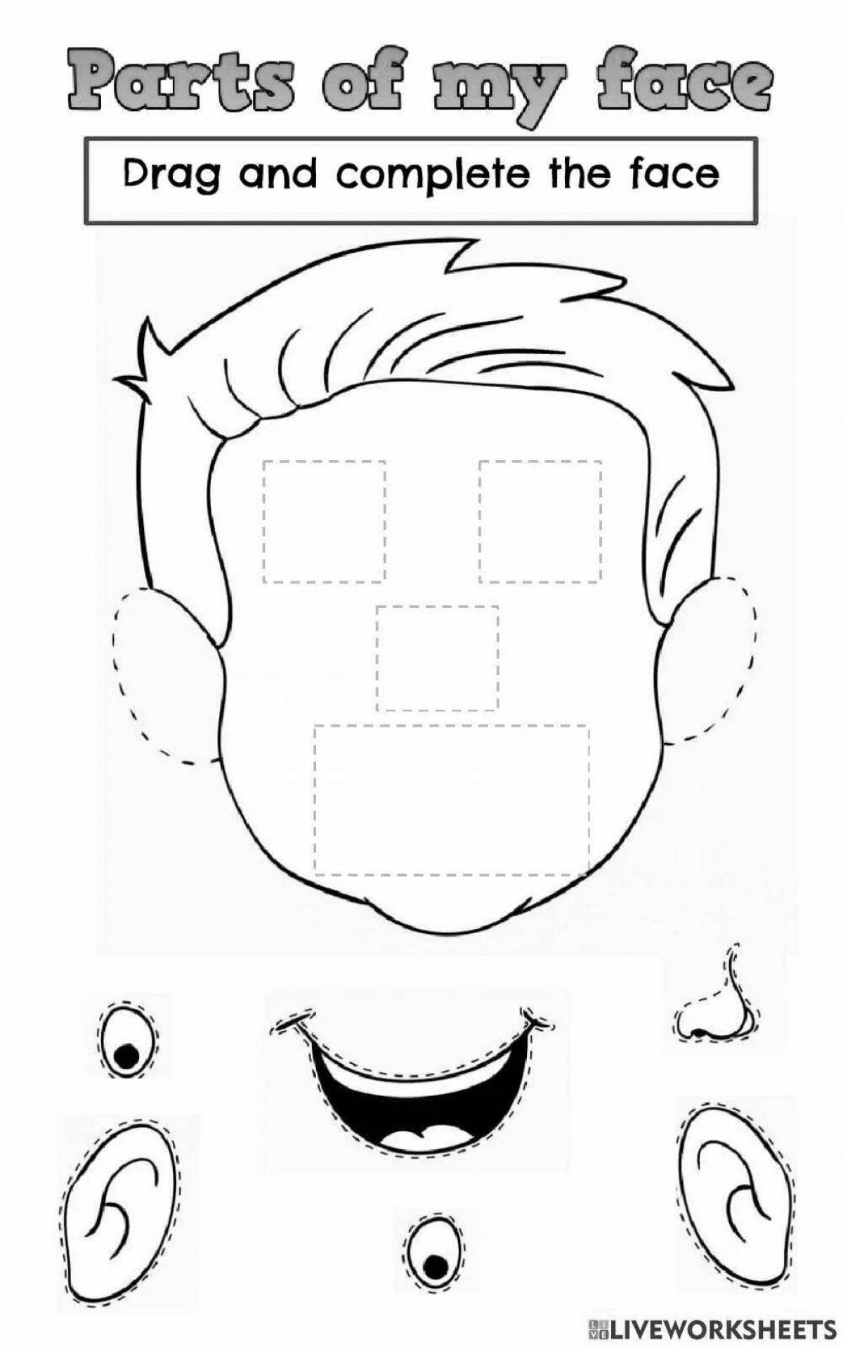 I can see my face. Части лица Worksheets for Kids. Части тела Worksheets. My face задания для детей. Body Parts задания.