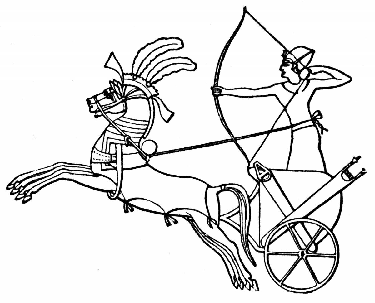 Рисунок колесницы древнего Египта