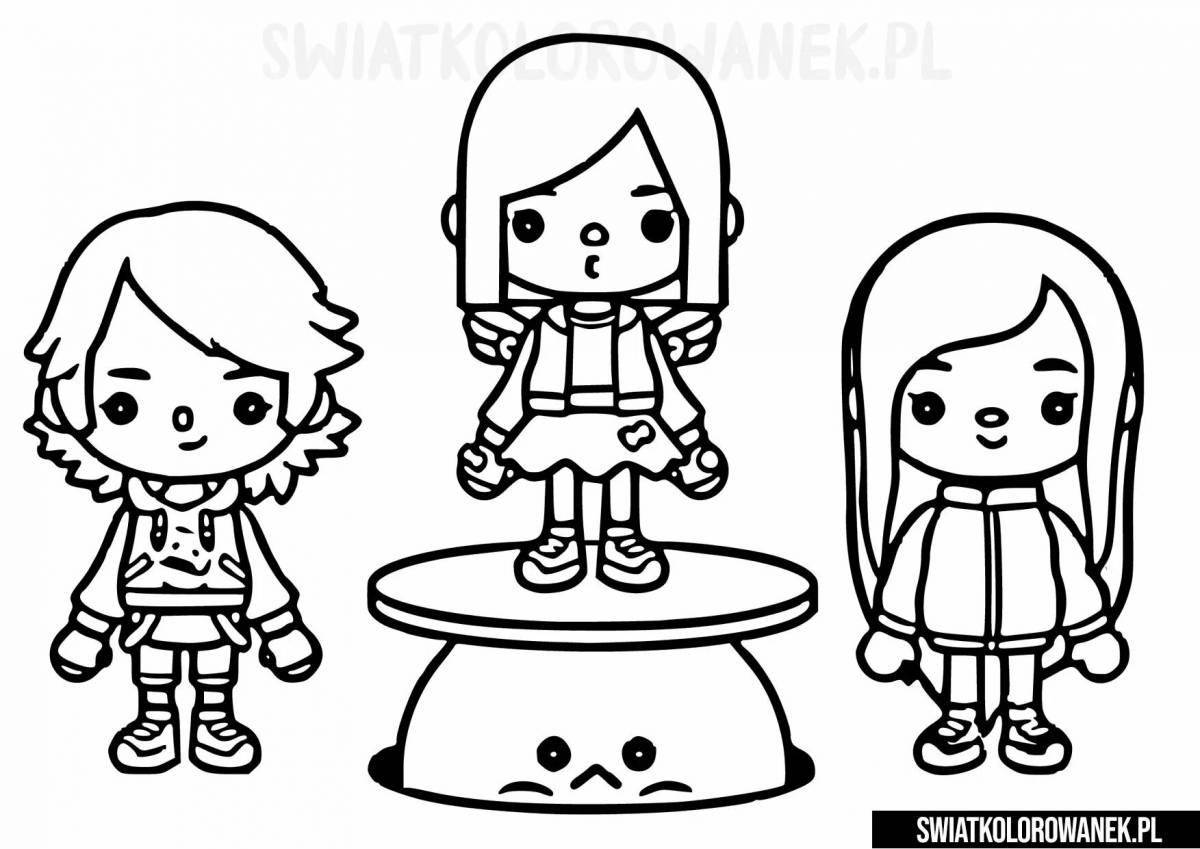 Dynamic current side characters coloring page