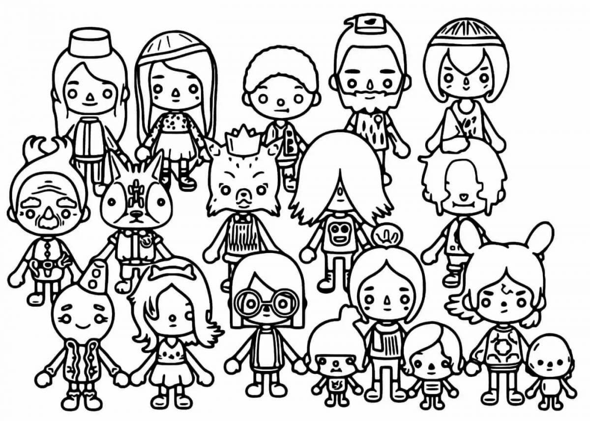 Grand current side characters cut coloring page