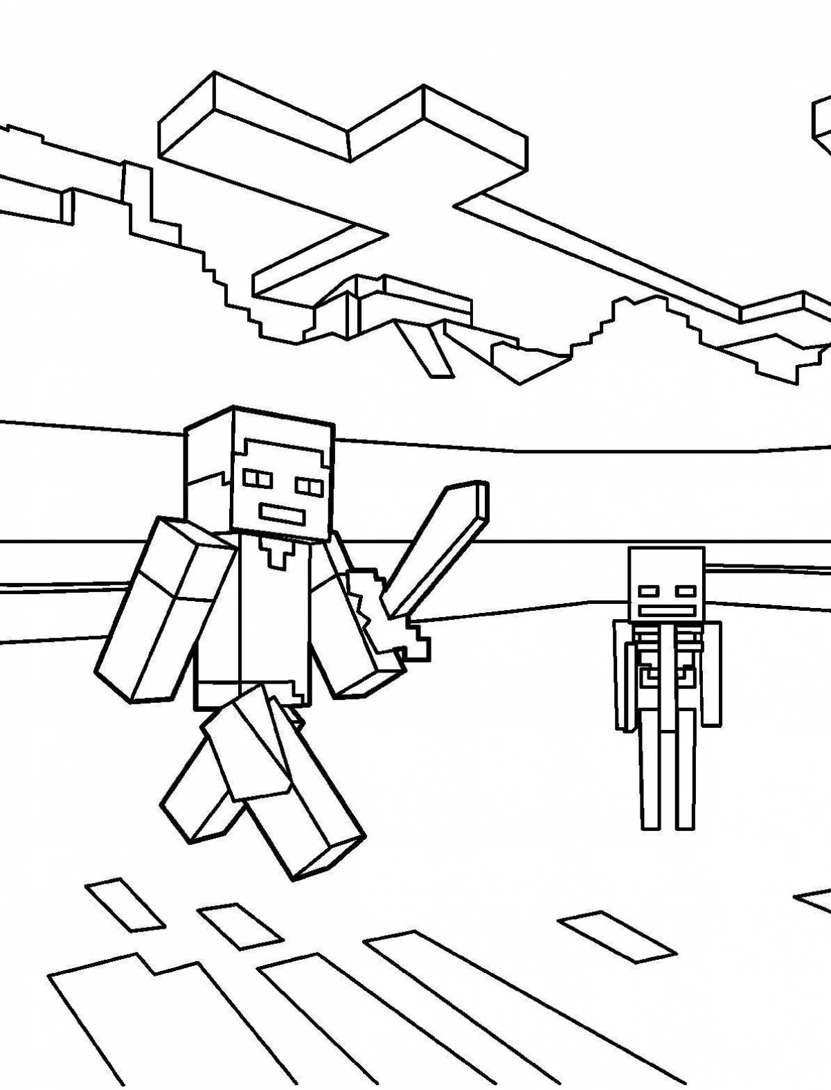 Colorful minecraft fan coloring page