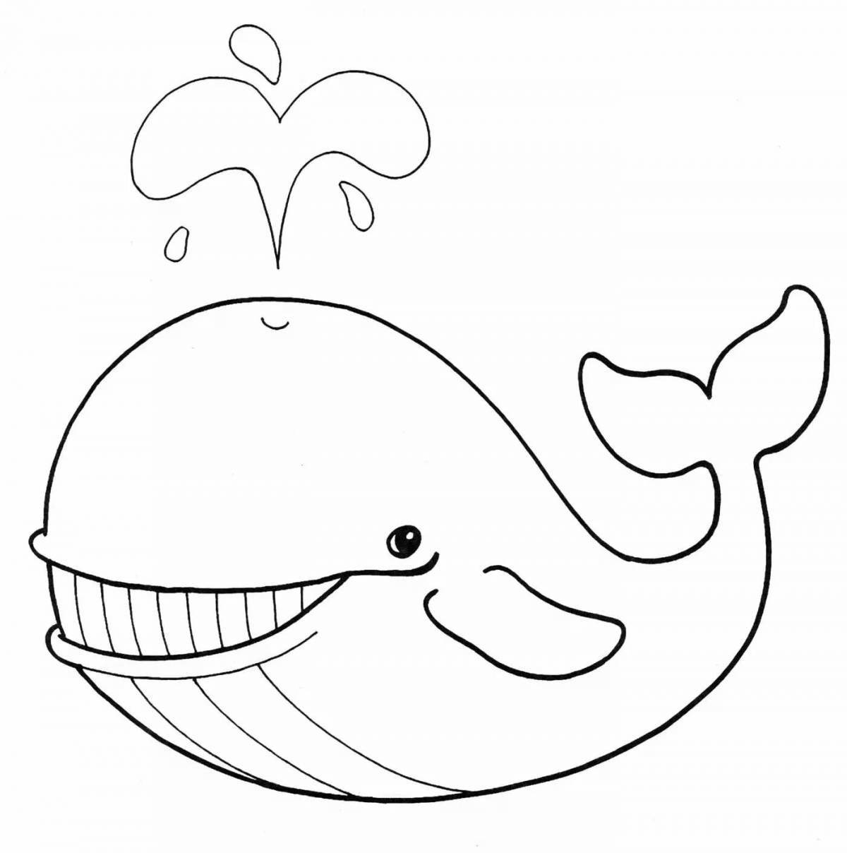 Fun coloring blue whale for kids