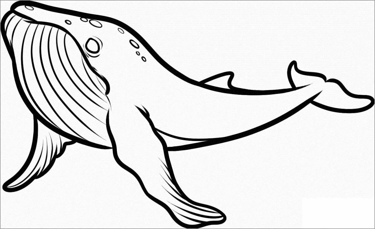 Colorful explosive blue whale coloring page for kids